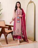 Maroon Chiffon Hand Work A-Line Festive Suit Set