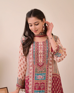 Maroon Chiffon Hand Work A-Line Festive Suit Set