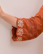 Rust Orange Green Embroidered Cotton Kurta Suit Set