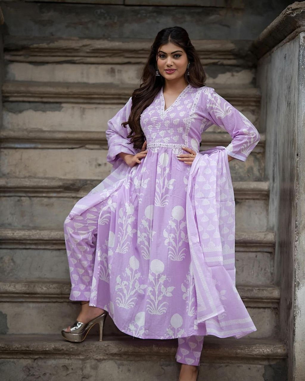 Soft Cotton Printed Kurta Pant & Dupatta Set