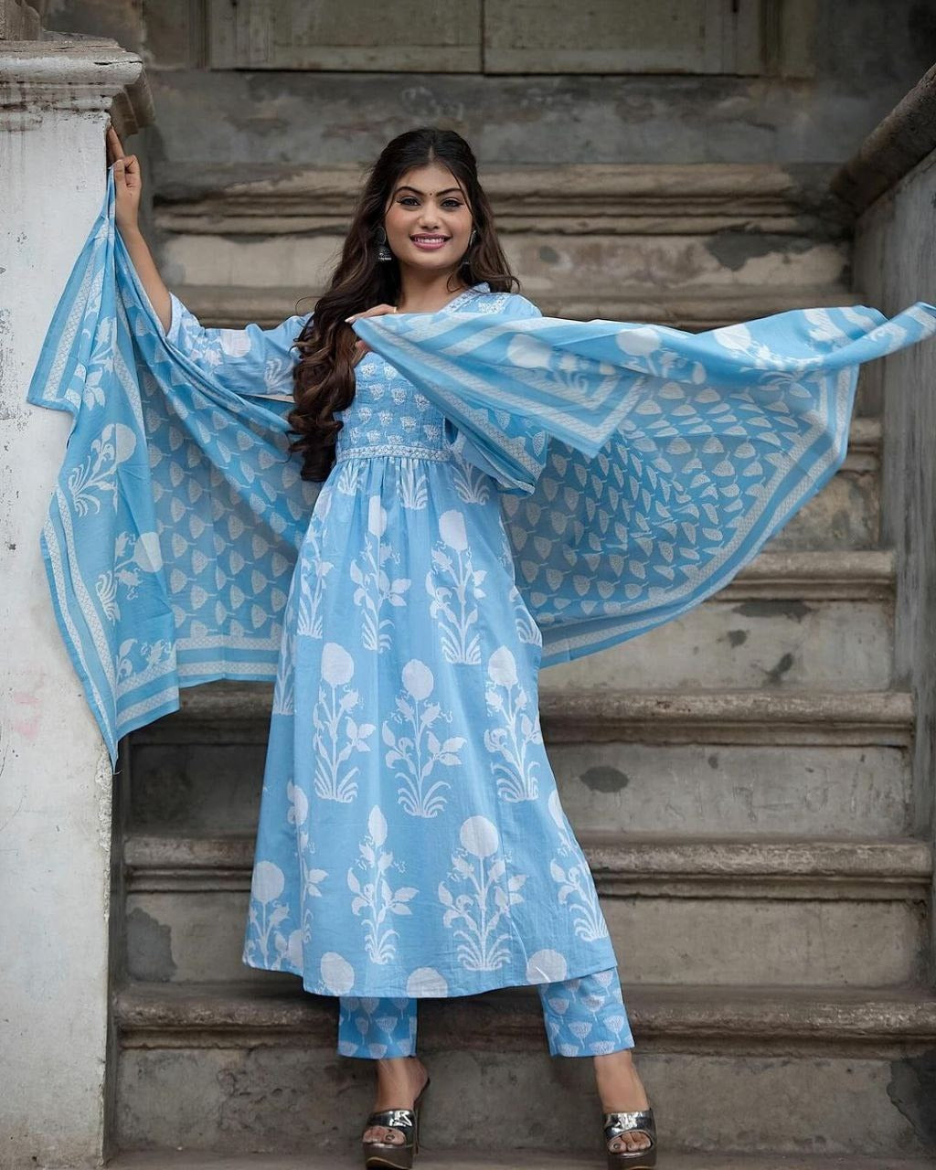 Soft Cotton Printed Kurta Pant & Dupatta Set