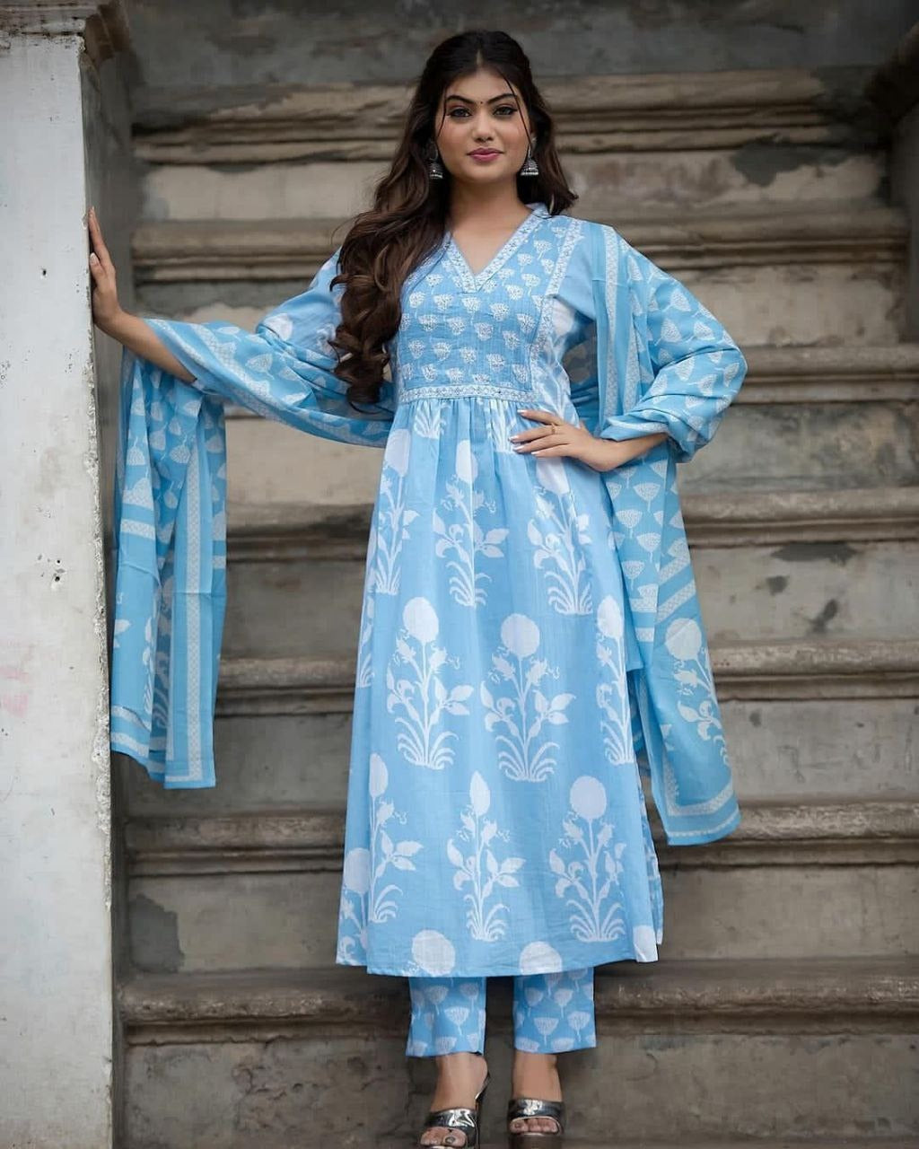 Soft Cotton Printed Kurta Pant & Dupatta Set