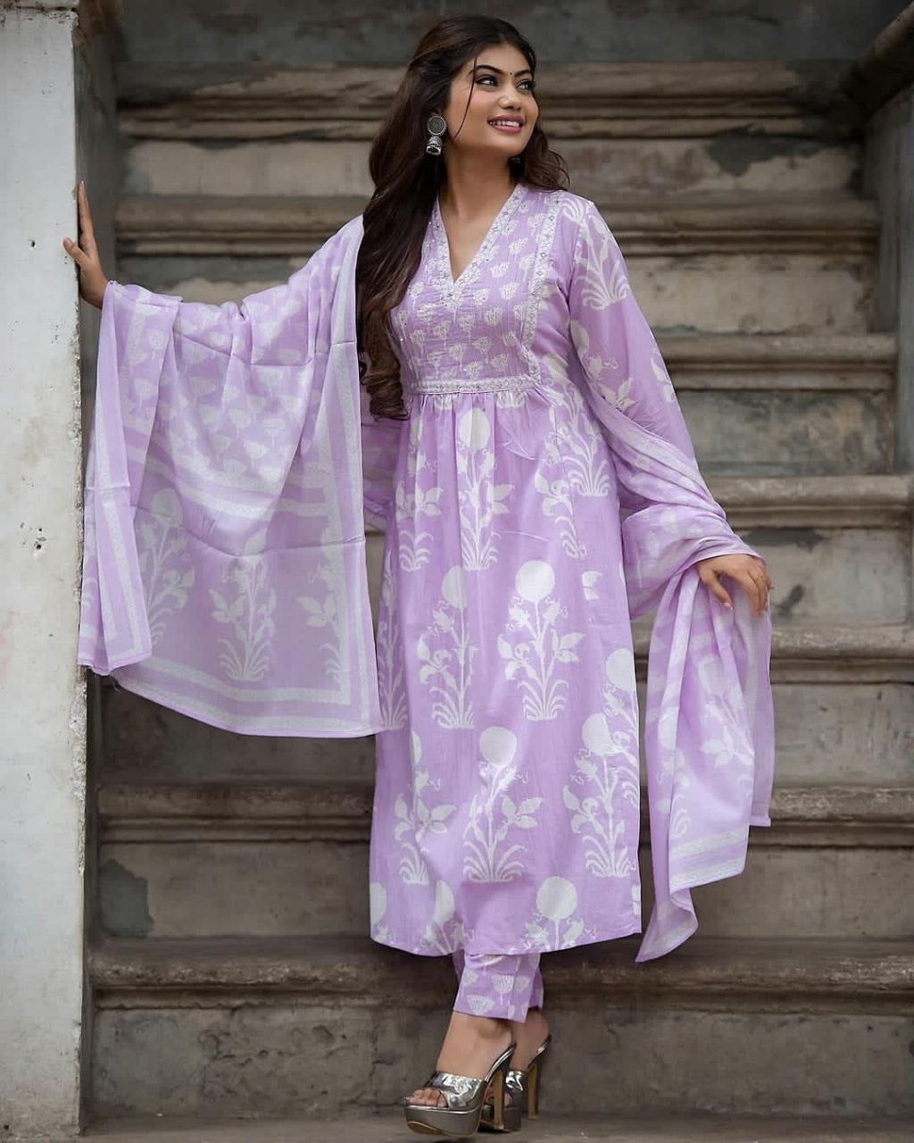 Soft Cotton Printed Kurta Pant & Dupatta Set