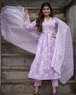 Soft Cotton Printed Kurta Pant & Dupatta Set