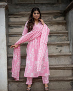 Soft Cotton Printed Kurta Pant & Dupatta Set