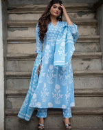 Soft Cotton Printed Kurta Pant & Dupatta Set