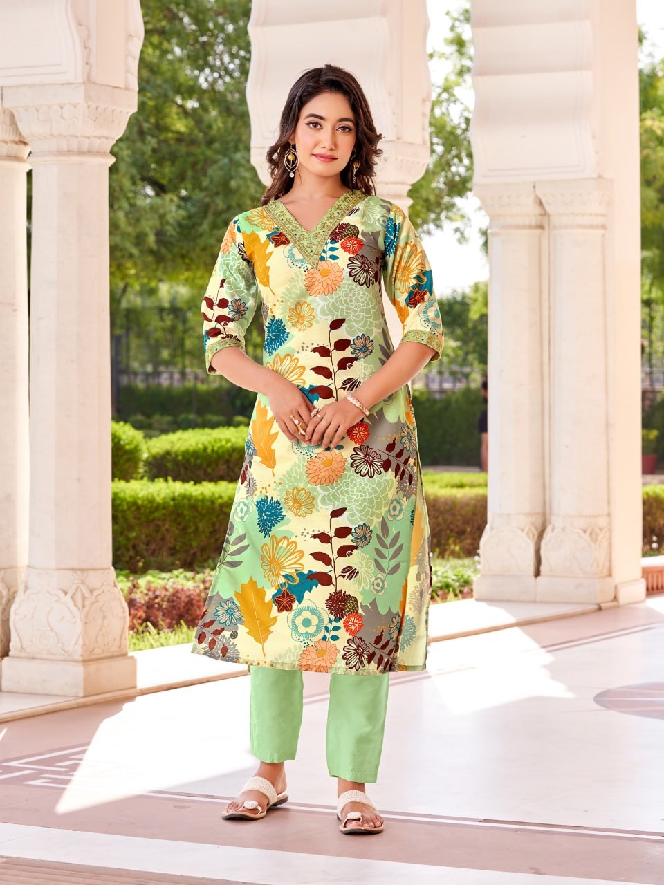 Beige Printed Kurta Pant with Dupatta