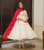 White Georgette Embroidered Anarkali Suit