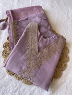 Lilac Silk Embrodried Kurta Pant With Dupatta Set