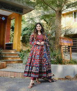 Red Hand Khatli Embroidered Flared Anarkali Suit