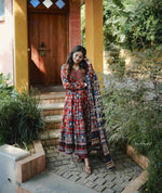 Red Hand Khatli Embroidered Flared Anarkali Suit