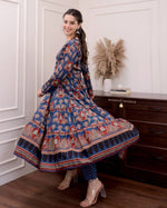 Blue Hand Khatli Work Flared Anarkali Suit