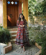 Red Hand Khatli Embroidered Flared Anarkali Suit