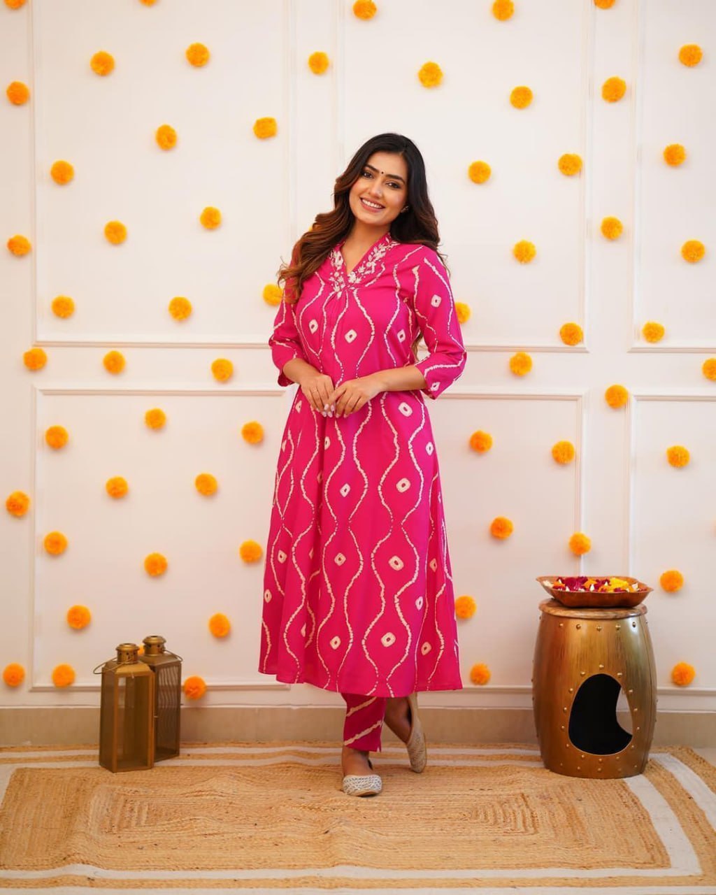 Pink Embroidered Kurta Pant Set