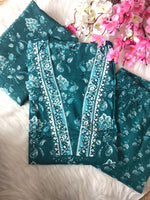 Blue Cotton Block Print Kurta Pant With Dupatta