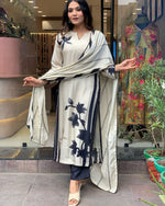 Muslin Floral Printed Kurta Pants & Dupatta