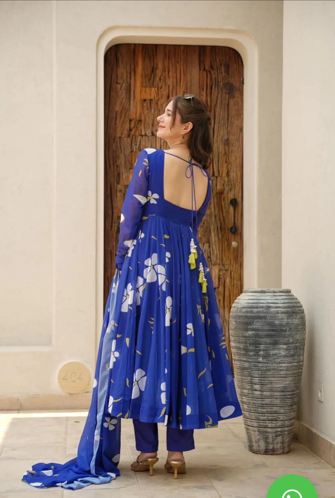 Blue Floral Anarkali suit