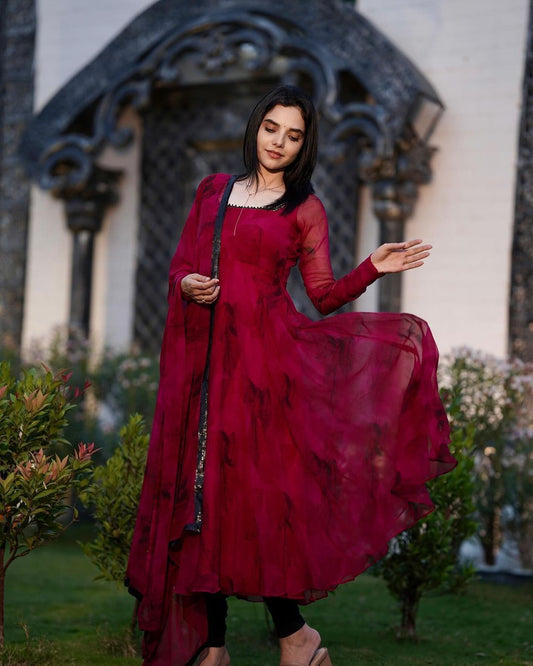 Flirty Floral Georgette Anarkali Suit