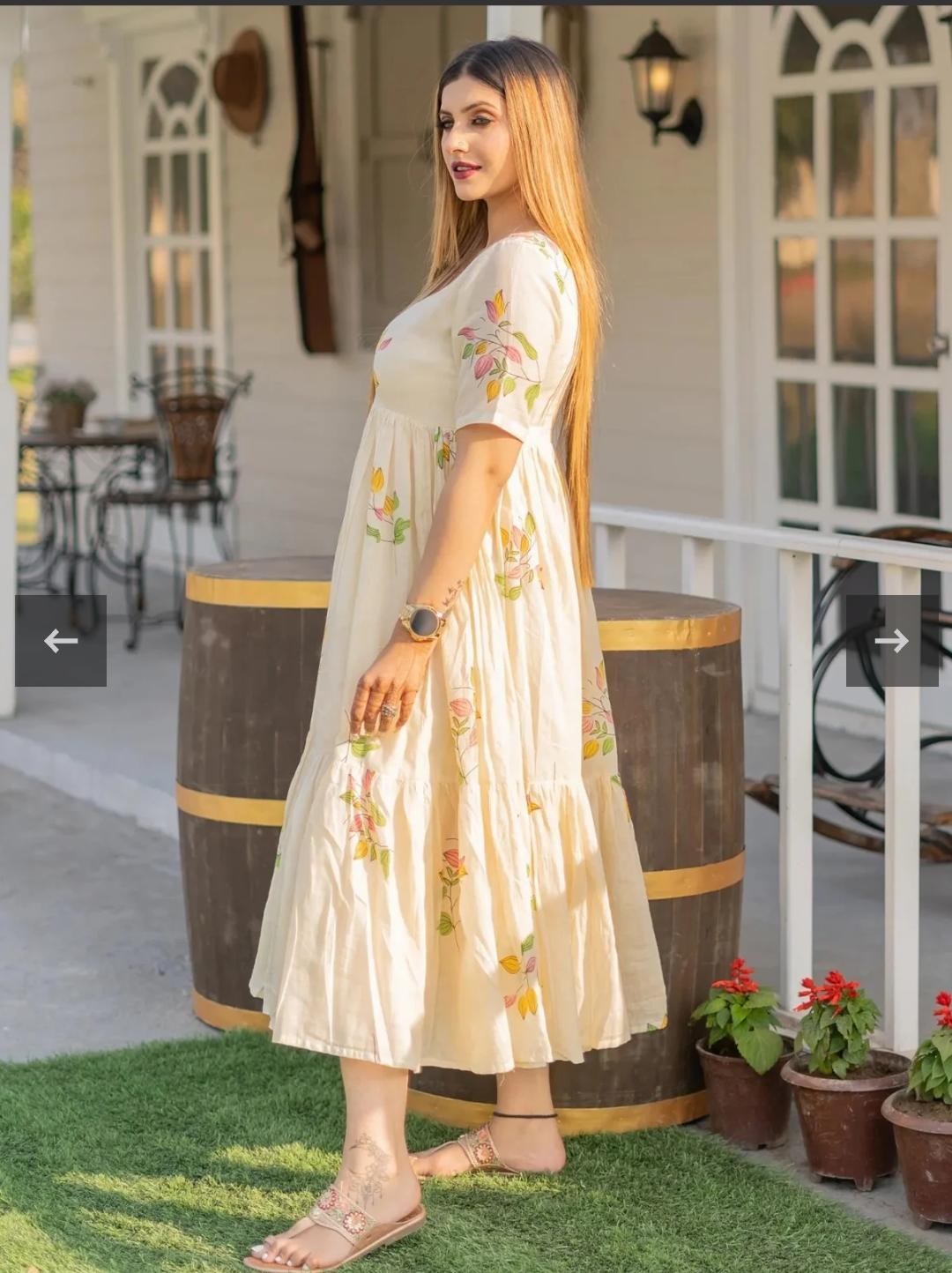 Beautiful Cotton Floral Printed Middy Dress