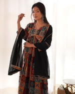 Muslin Printed Nyra Cut Kurta Pant & Dupatta Set