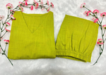 Canary Green Cotton Slub Casual Co- Ord Set