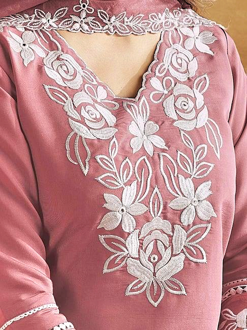 Cotton Gota Lace & Thread Embroidered Kurta Pant & Dupatta