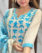 Resham Thread Aari Embroidered Straight Cut Kurta Pant & Dupatta