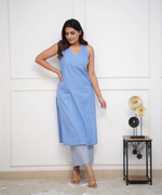 Soft Cotton Hand loom Katha Work Kurti With Palazzo (3 colors)