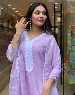 Georgette Lavender festival Wear Kurta Pant & Dupatta Set