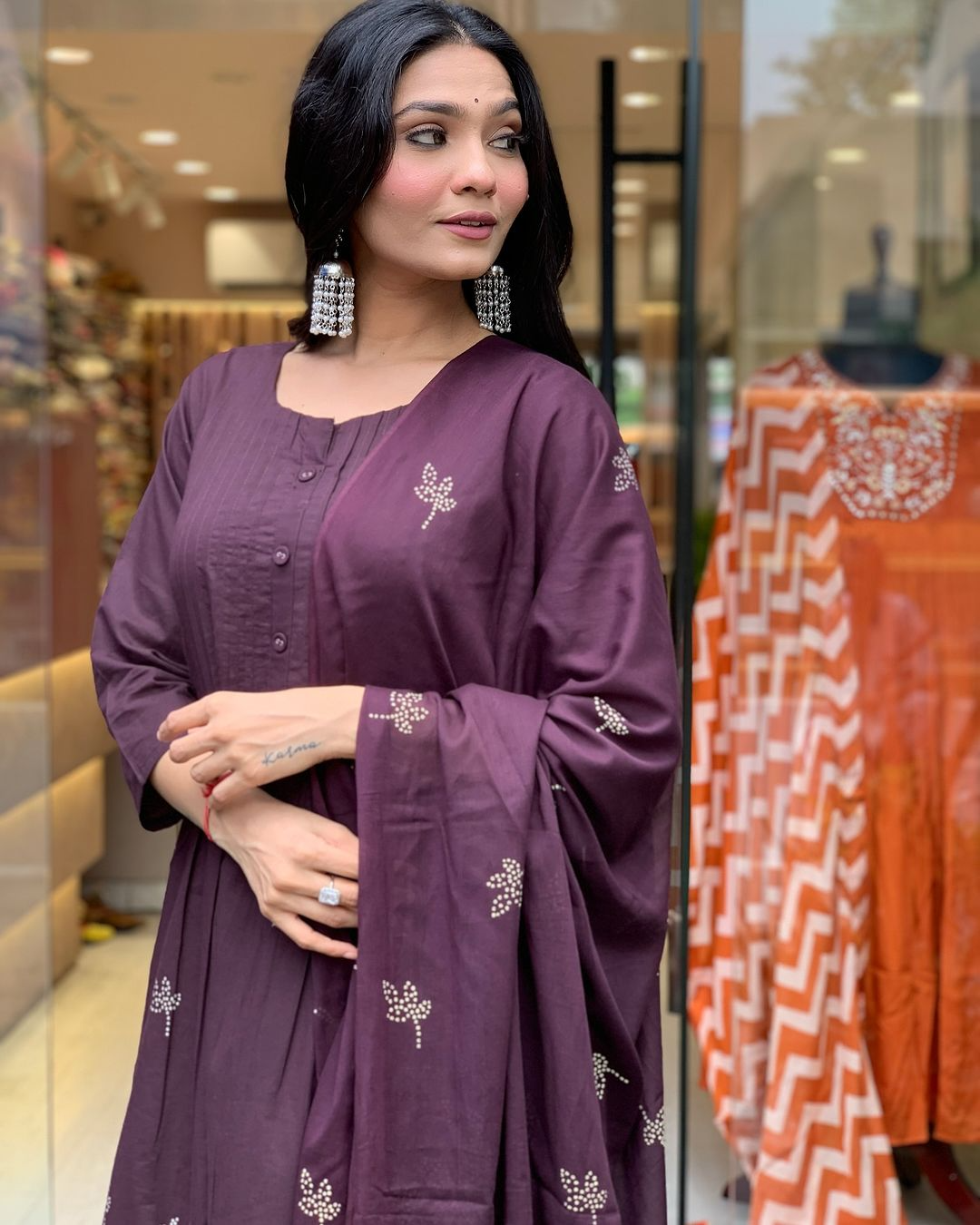 Cotton Printed Kurta & Pant With Mulmul Dupatta