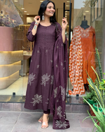 Cotton Printed Kurta & Pant With Mulmul Dupatta