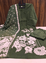 Beautiful Cotton Floral Printed Kurta Pant & Dupatta Set (2 Colors)