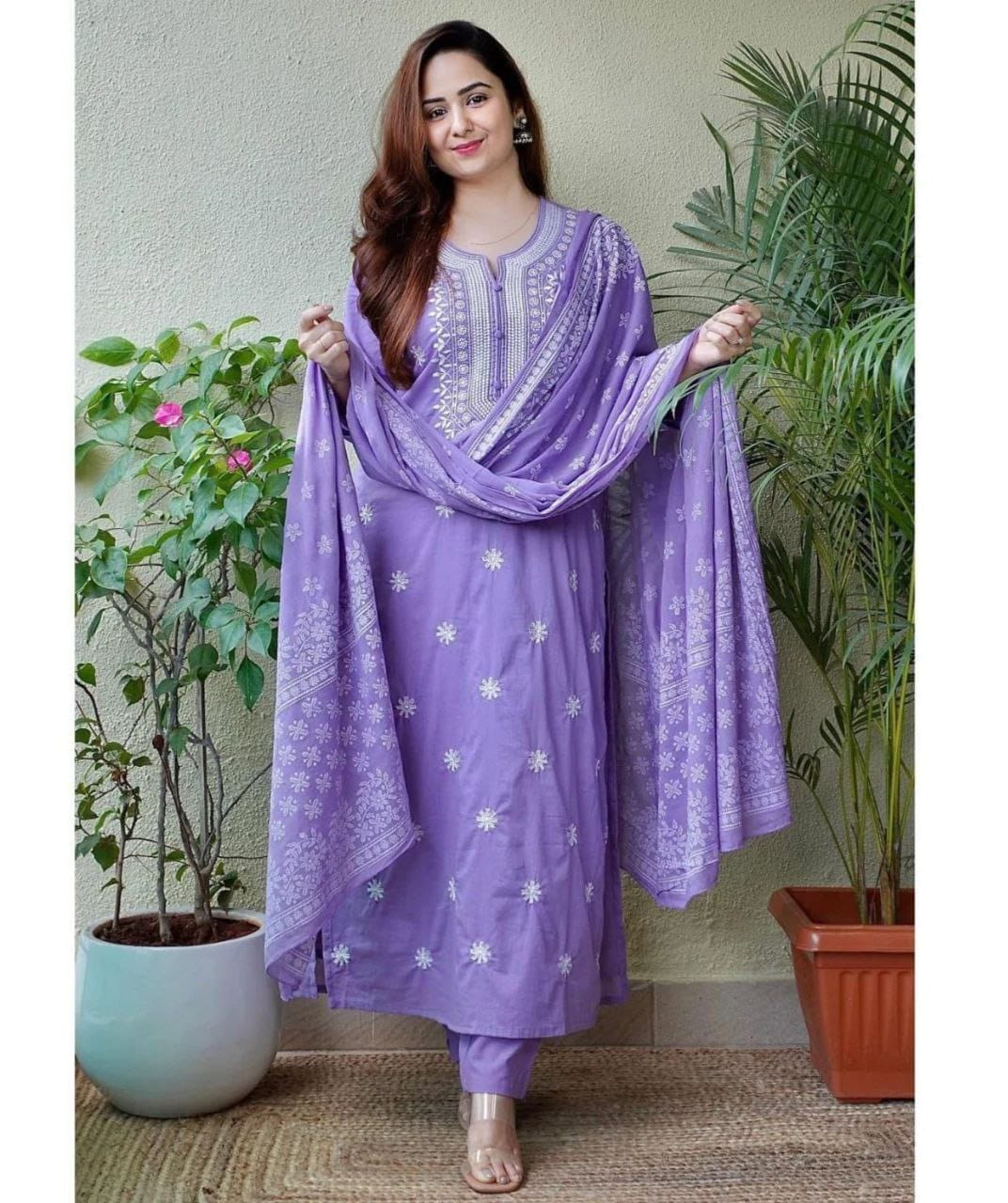 Cotton Printed Embroidered Kurta Pant & Dupatta