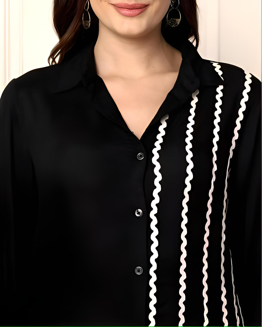 Black Striped A Shirt Line Dress