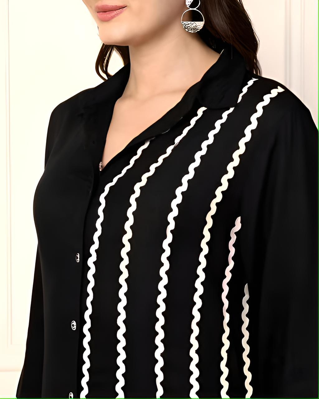 Black Striped A Shirt Line Dress