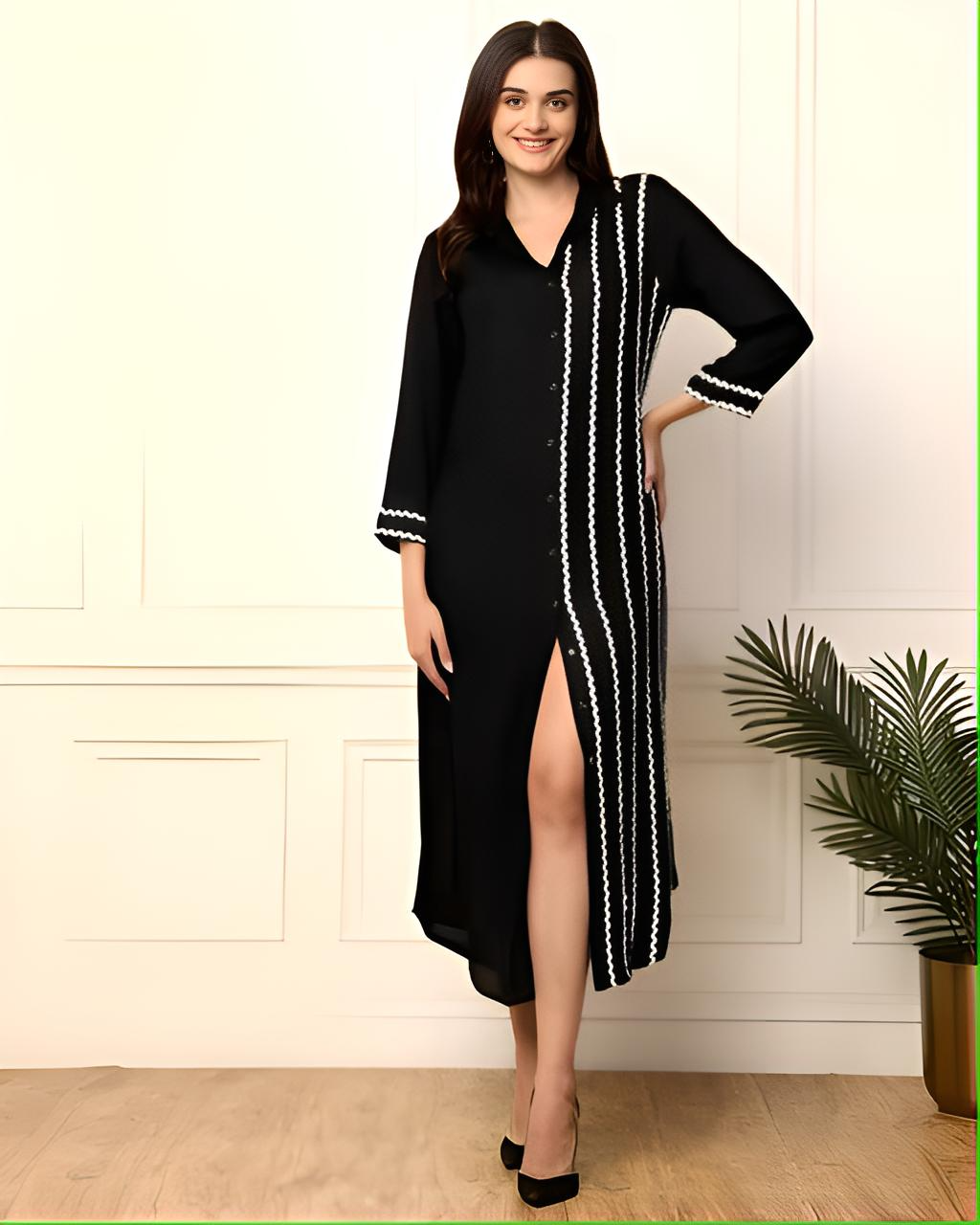 Black Striped A Shirt Line Dress