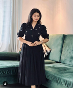 Classic Black Cotton Casual Maxi Dress