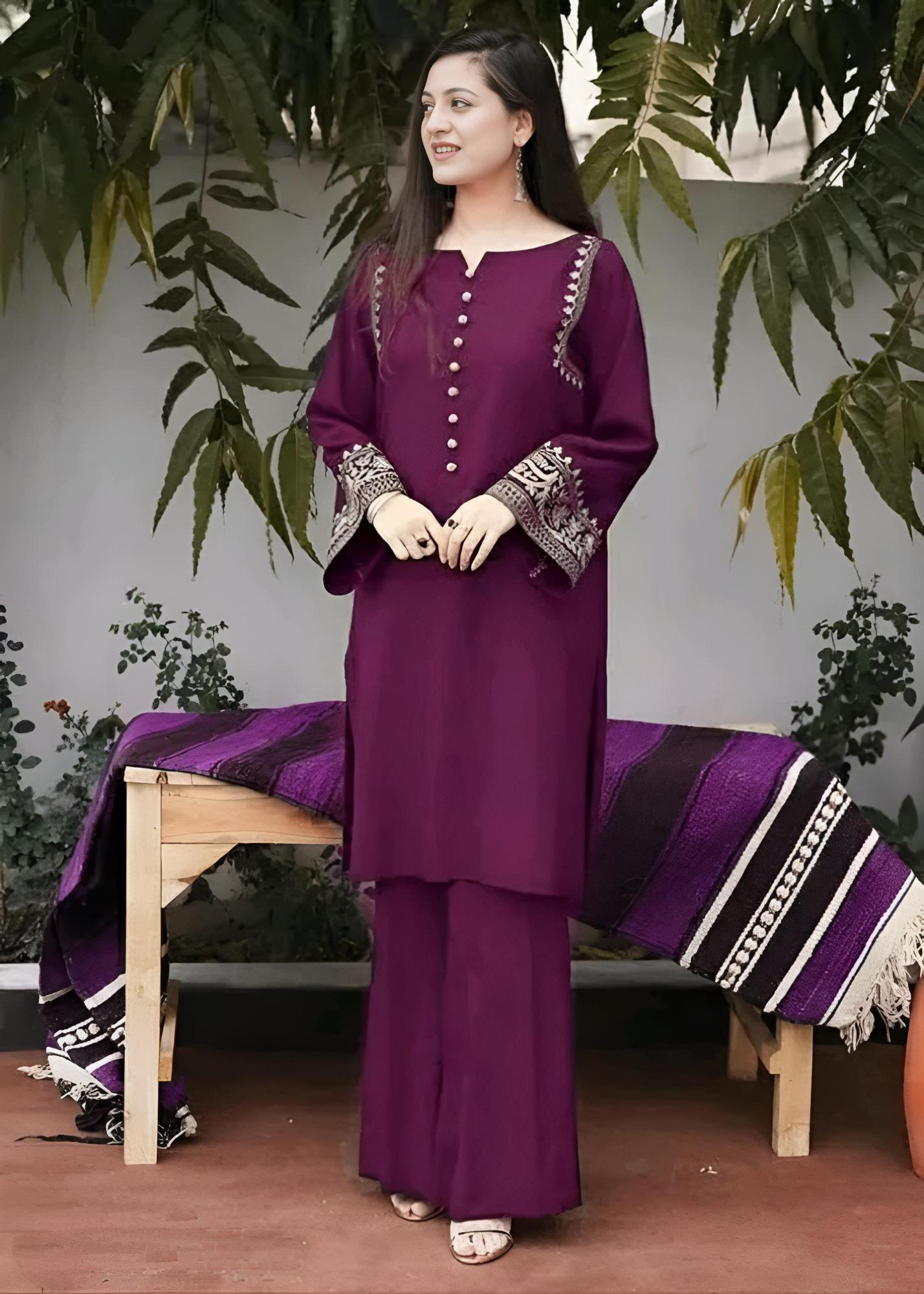 Intricate Thread Aari work Kurta & Palazzo Set (3 Colors)