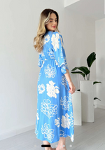 Cotton Printed Maxi Dress With Slit At Front