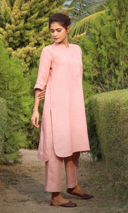 Pastel Colored Solid Aline Kurti With Palazzo