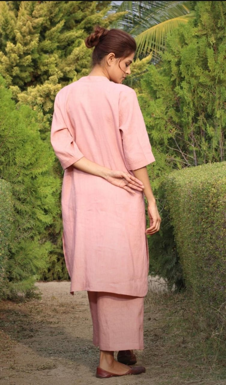 Pastel Colored Solid Aline Kurti With Palazzo