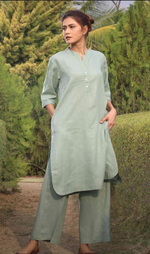 Pastel Colored Solid Aline Kurti With Palazzo