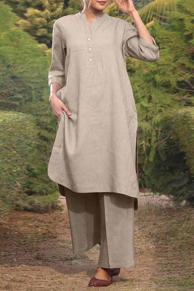 Pastel Colored Solid Aline Kurti With Palazzo