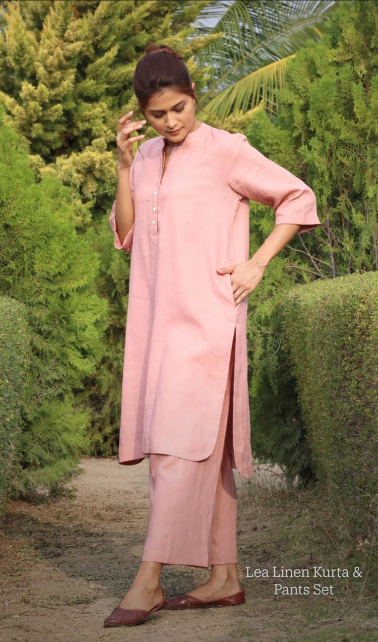 Pastel Colored Solid Aline Kurti With Palazzo