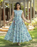 Floral Cotton Printed Gown Dress