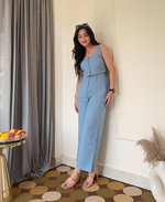 Sky Blue Slub Cotton Co-Ord Set