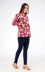 Floral Cotton Printed Quilted Reversible Jacket