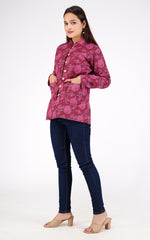 Pink Floral Quilted Reversible Jacket