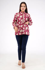 Floral Cotton Printed Quilted Reversible Jacket