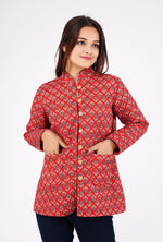 Red Printed Quilted Reversible Jacket